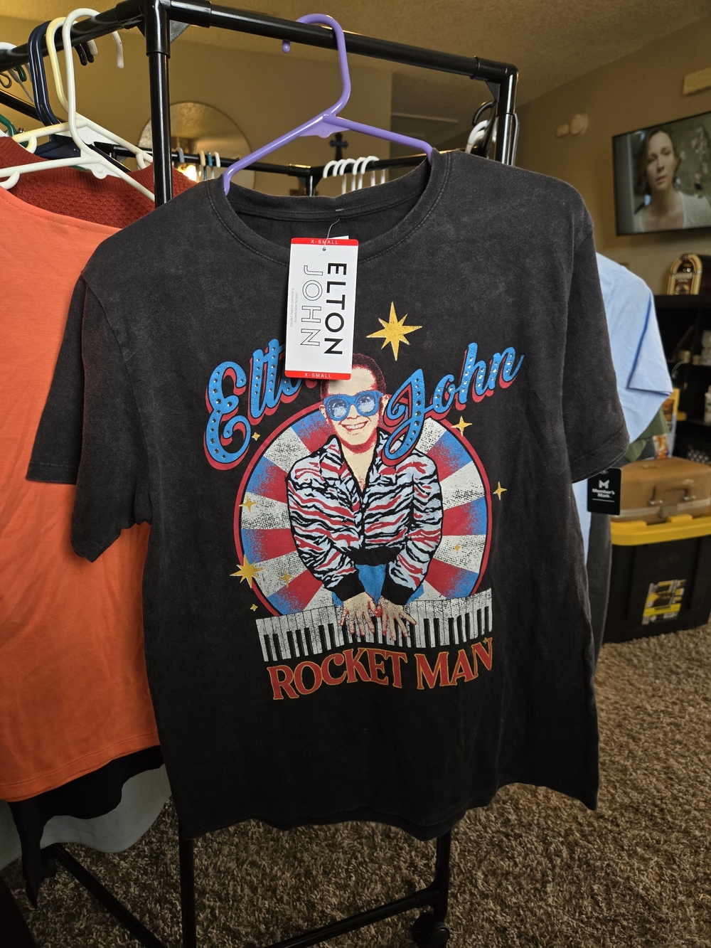 Elton John Rocket Man Graphic Tee - Black